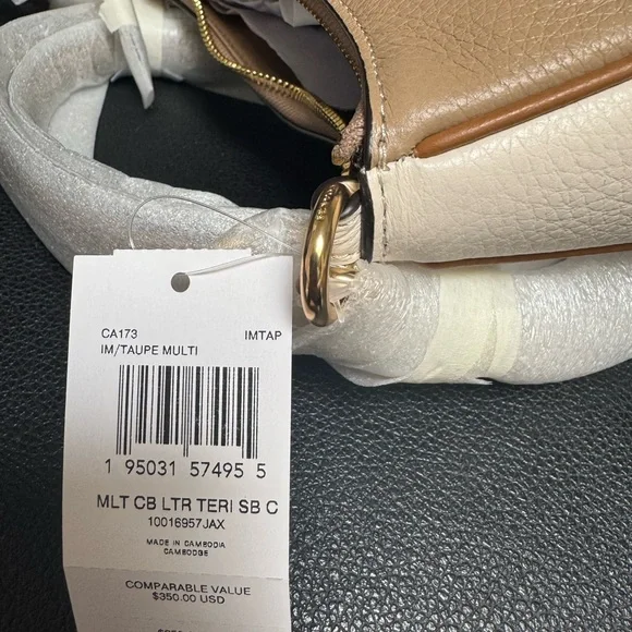 COACH Leather Teri Shoulder Bag In Colorblock CA173 Taupe Multi NWT